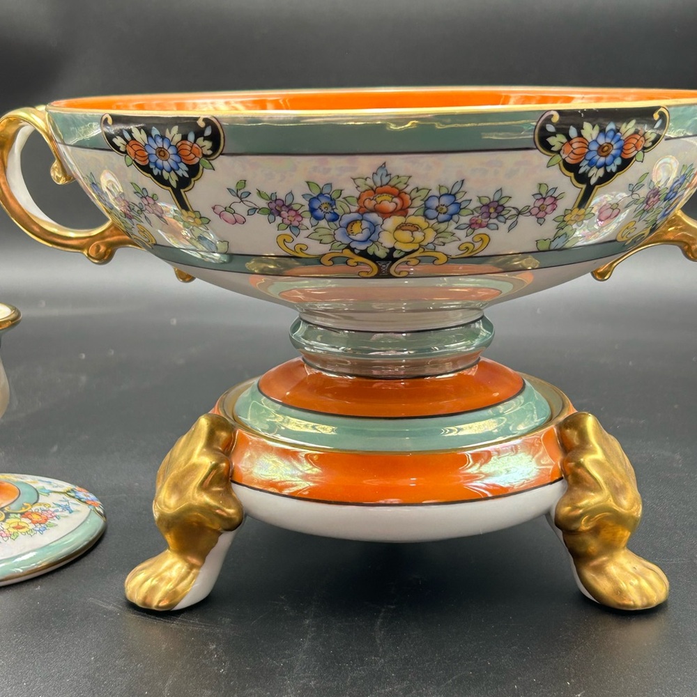 Rare Antique Noritake M centerpiece compote And  candlesticks lustreware - Picture 2 of 7